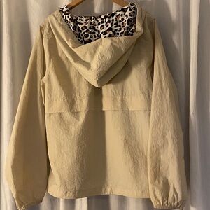Cream Windbreaker with cheetah/leopard accents